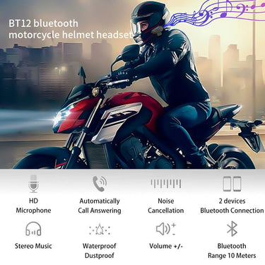 AudiMoto - Helmet Headset Wireless Hands-Free Call Kit - luvinly